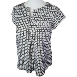 Liz Claiborne Split Neck Printed Satin Blouse